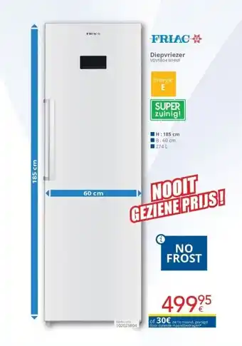 Eldi FRIAC Diepvriezer VDV5804 WHNF aanbieding