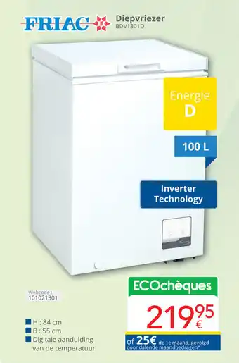 Eldi FRIAC Diepvriezer BDV1301D aanbieding