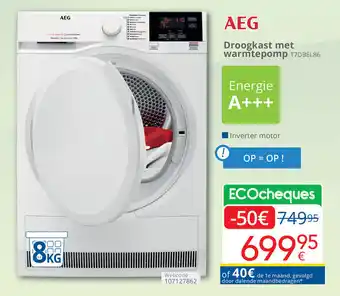 Eldi AEG Droogkast met warmtepomp T7DBEL86 aanbieding