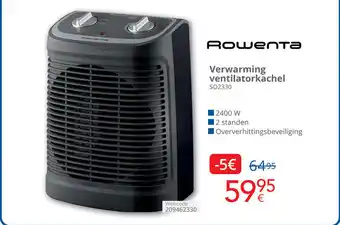 Eldi ROWENTA Verwarming ventilatorkachel aanbieding