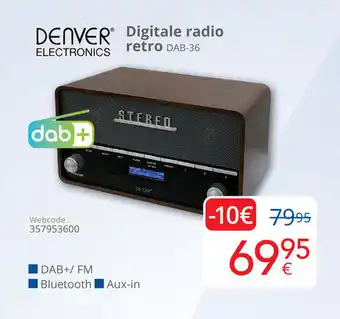 Eldi DENVER ELECTRONICS Digitale radio retro DAB-36 aanbieding