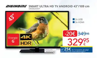 Eldi DIGIHOME SMART ULTRA HD TV ANDROID 43"/109 cm aanbieding