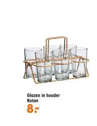 Kwantum Glazen In Houder Rotan aanbieding