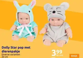 Action Dolly star pop met dierenpakje aanbieding