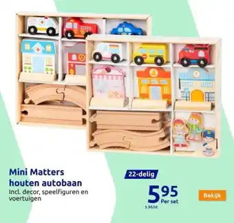 Action Mini matters houten autobaan aanbieding