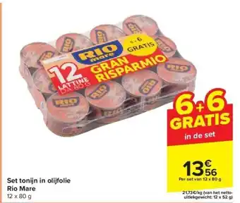 Carrefour Set tonijn in olijfolie rio mare aanbieding