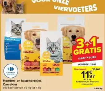 Carrefour Honden- en kattenbrokjes carrefour aanbieding
