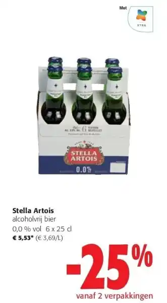 Colruyt Stella artois alcoholvrij bier 0,0 % vol 6 x 25 cl aanbieding