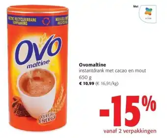 Colruyt Ovomaltine instantdrank met cacao en mout 650 g aanbieding