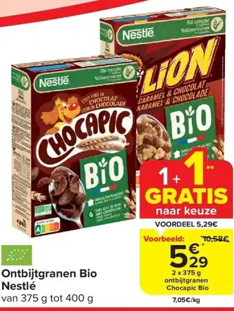 Carrefour Ontbijtgranen bio nestlé aanbieding