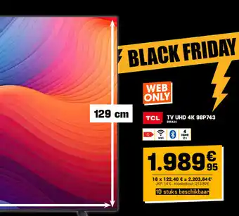 Electro Depot Tcl tv uhd 4k 98p743 aanbieding