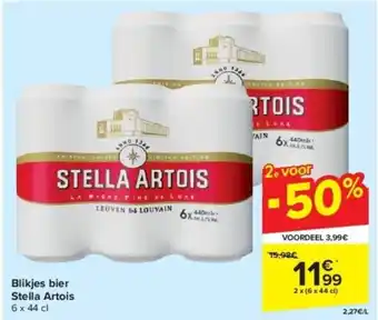 Carrefour Blikjes bier Stella Artois aanbieding