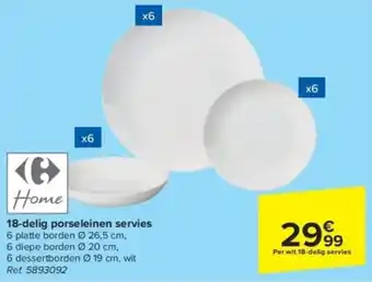 Carrefour 18-delig porseleinen servies aanbieding