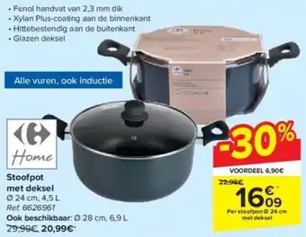 Carrefour Stoofpot met deksel Ø24cm , 4.5L aanbieding