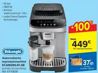 Carrefour DeLonghi Automatische espressomachine ecam290.61.sb aanbieding