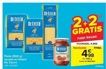 Carrefour De Cecco Pasta (500 g), sauzen en bloem aanbieding