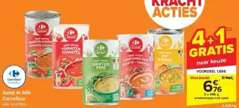 Carrefour Soep in blik carrefour 5 x 480g aanbieding
