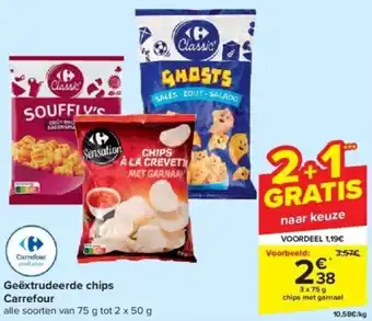 Carrefour Geëxtrudeerde chips carrefour 3 x 75g aanbieding