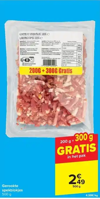 Carrefour Gerookte spekblokjes 500 g aanbieding