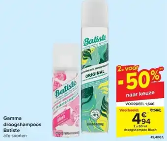 Carrefour Batiste Gamma droogshampoos 2 x 50ml aanbieding