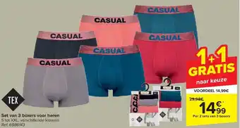 Carrefour TEX Set van 3 boxers voor heren aanbieding