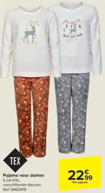 Carrefour TEX Pyjama voor dames S tot XXL aanbieding
