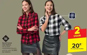 Carrefour TEX Geruit hemd voor dames XS tot XXXL aanbieding