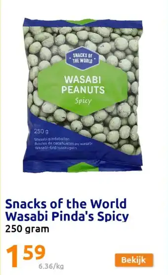 Action Snacks of the World Wasabi Pinda's Spicy 250 gram aanbieding
