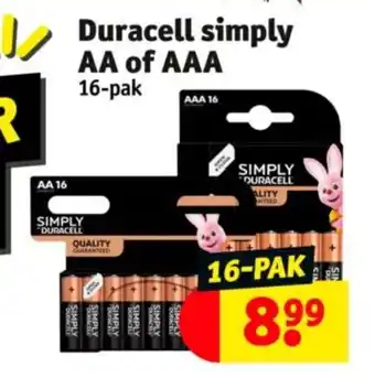 Kruidvat Duracell simply AA of AAA aanbieding