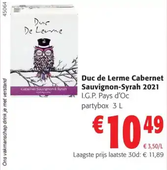Colruyt Duc de Lerme Cabernet Sauvignon-Syrah 2021 aanbieding