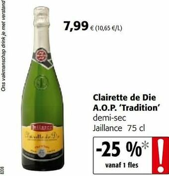 Colruyt Clairette de die a.o.p. tradition demi-sec jaillance aanbieding