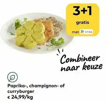 Bio Planet Paprika-, champignon- of curryburger aanbieding