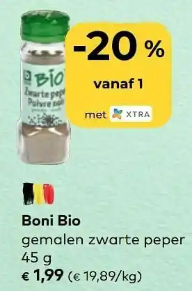 Bio Planet Boni bio gemalen zwarte peper aanbieding