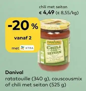 Bio Planet Danival ratatouille, couscousmix of chili met seitan aanbieding