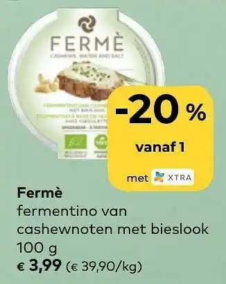 Fermè fermentino van cashewnoten met bieslook