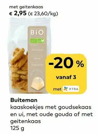 Buiteman kaaskoekjes met goudsekaas en ui, met oude gouda of met geitenkaas