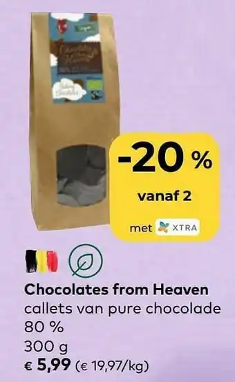 Bio Planet Chocolates from heaven callets van pure chocolade aanbieding