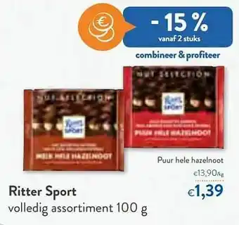 Ritter sport puur hele hazelnoot
