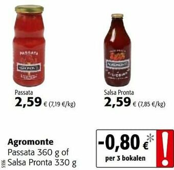 Colruyt Agromonte passata of salsa pronta aanbieding