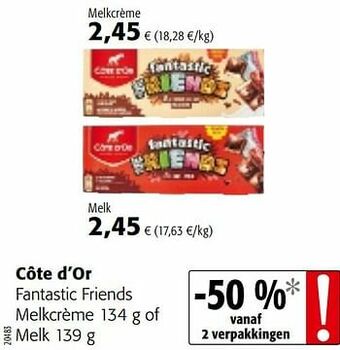 Colruyt Côte d’or fantastic friends melkcrème of melk aanbieding
