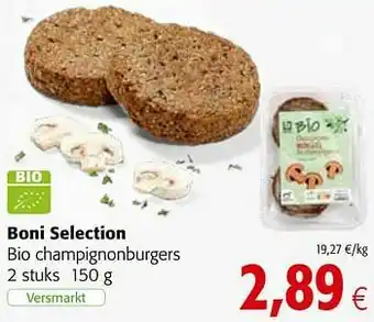 Colruyt Boni selection bio champignonburgers aanbieding