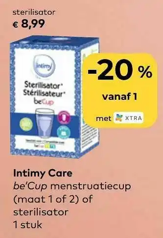 Intimy care be’cup menstruatiecup of sterilisator