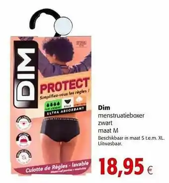 Colruyt Dim menstruatieboxer zwart maat m aanbieding