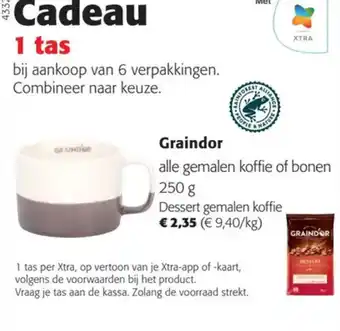 Colruyt Graindor alle gemalen koffie of bonen 250 g Dessert gemalen koffie aanbieding