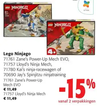 Lego Ninjago 71761 Zane's Power-Up Mech EVO, 71757 Lloyd's Ninja Mech, 71780 Kai's ninja-racewagen of 70690