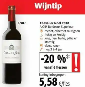 Colruyt Chevalier noël 2020 a.o.p. bordeaux supérieur aanbieding
