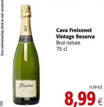 Colruyt Cava freixenet vintage reserva brut nature aanbieding