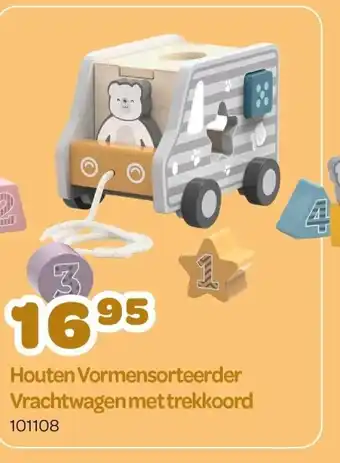 Houten vormensorteerder vrachtwagen met trekkoord
