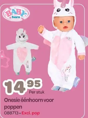 Happyland Onesie éénhoorn voor poppen aanbieding