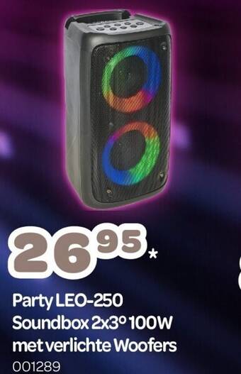 Happyland Party leo-250 soundbox 2x3º 100w met verlichte woofers aanbieding